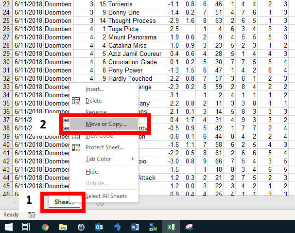 Cloning Horse Racing Excel Data Tab