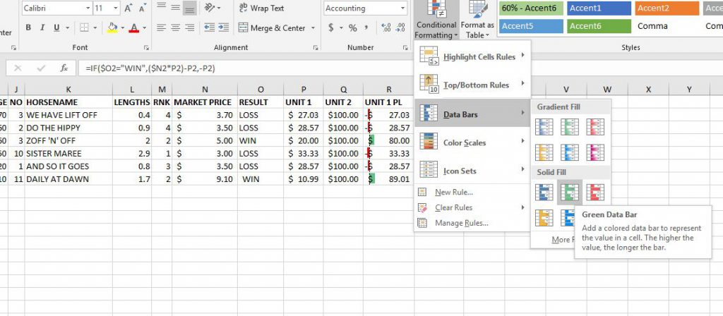 Jockey Challenge Tool - Condition Formatting