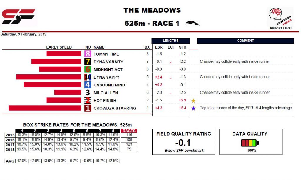 SFR Greyhound Ratings Report Sample