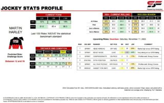 Martin Harley Doomben 11th November jockey stats statfreaks