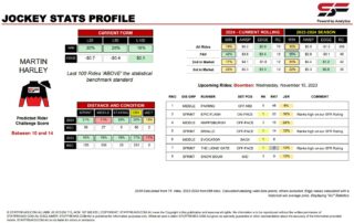 Martin Harley Doomben 15th November jockey stats statfreaks